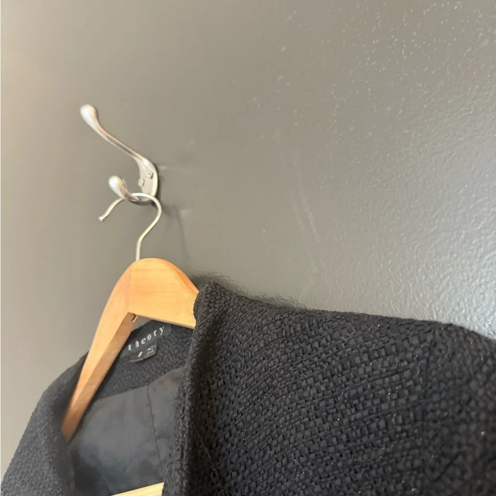 Theory S “Gessa tweed” GUC wool/cotton Black Textured Blazer w/ metallic thread - Picture 5 of 11